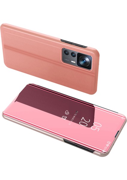Xiaomi 12T 5G/12T Pro 5g/redmi K50 Ultra 5g Pu Deri Deri Ayna Flip Elektrokaplatma Kapağı Açık Görünüm Pencere Stand Scratch-Döteleme Tam Vücut Koruyucu Telefon Kılıfı Gold (Yurt Dışından) fiyatları