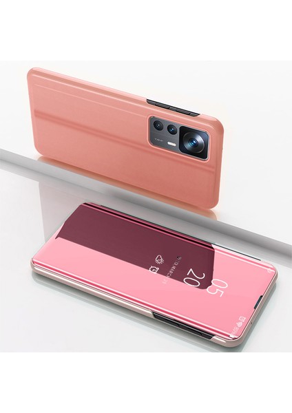 Xiaomi 12T 5G/12T Pro 5g/redmi K50 Ultra 5g Pu Deri Deri Ayna Flip Elektrokaplatma Kapağı Açık Görünüm Pencere Stand Scratch-Döteleme Tam Vücut Koruyucu Telefon Kılıfı Gold (Yurt Dışından) indirimleri