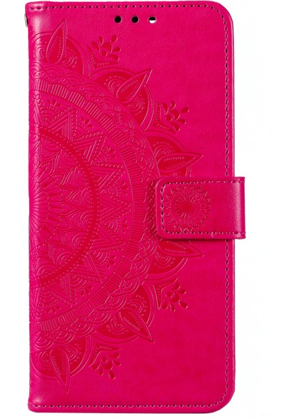 Xiaomi Poco M5 4g Için Tpu+Pu Deri Telefon Kılıfı, Cüzdan Stand Baskılı Mandala Çiçek Desen Telefon Kapağı Strap-Rose ile (Yurt Dışından)