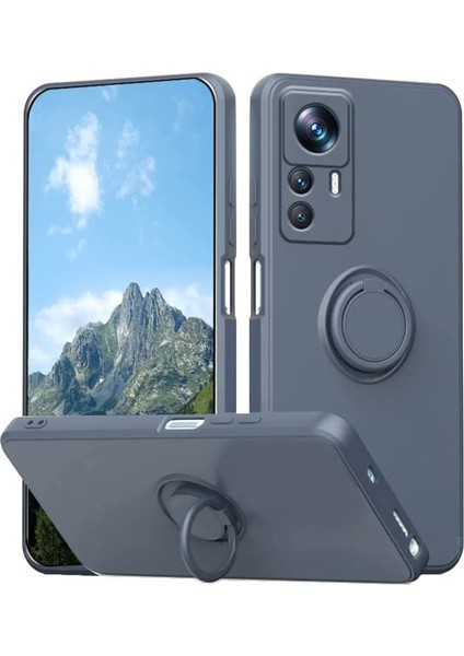 Xiaomi 12T 5g/redmi K50 Ultra 5g Yüzük Kickstand Sıvı Silikon Telefon Kılıfı Cep Telefonu Kirk Mavisi ile (Yurt Dışından)