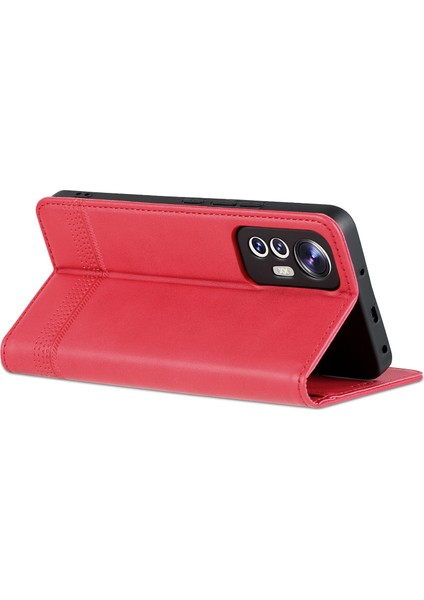 Xiaomi Için 12 Lite 5g Manyetik Otomatik Kapatma Cüzdan Telefon Kılıfı Pu Deri Görüntüleme Standı Flip Kapak Kırmızısı (Yurt Dışından) fırsatları