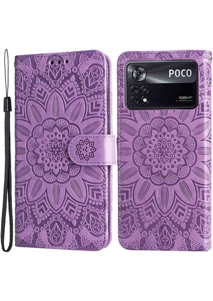 Xiaomi Poco X4 Pro 5g Pu Deri Deri Flip Cüzdan Kılıf Ayçiçeği Baskılı Stand Kitaplık Magnetik Koruyucu Kapak (Yurt Dışından)