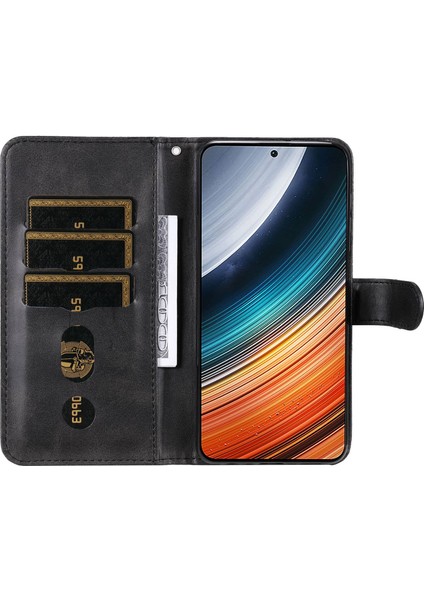 Xiaomi Redmi K40S Için 5g/poco F4 5g Buzağı Doku Tahmin Anti Tele Anti Kılıf Zipper Cep Pu Deri Stand Kabuğu Cüzdan-Black (Yurt Dışından)