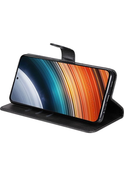 Xiaomi Redmi K40S Için 5g/poco F4 5g Buzağı Doku Tahmin Anti Tele Anti Kılıf Zipper Cep Pu Deri Stand Kabuğu Cüzdan-Black (Yurt Dışından)