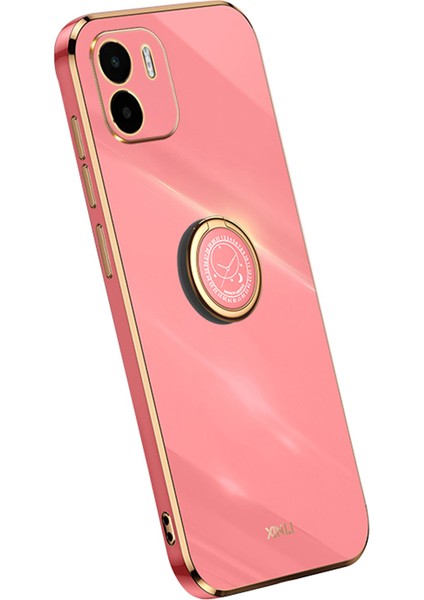 Xiaomi Redmi A1 4g/a2 4g Için Xinli Kickstand Telefon Kılıfı, Elektrokaplama Altın Kenar Tpu Telefon Kapağı Halka Tutucu-Kırmızı ile (Yurt Dışından)