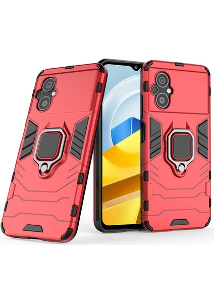 Xiaomi Poco M5 Için 4g Anti-Drop Telefon Kılıf Halka Tutucu Kickstand Sabit Pc Yumuşak Tpu Akıllı Telefon Kapak-Kırmızı (Yurt Dışından) fırsatları