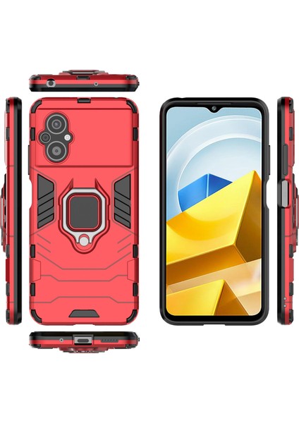 Xiaomi Poco M5 Için 4g Anti-Drop Telefon Kılıf Halka Tutucu Kickstand Sabit Pc Yumuşak Tpu Akıllı Telefon Kapak-Kırmızı (Yurt Dışından) indirimleri