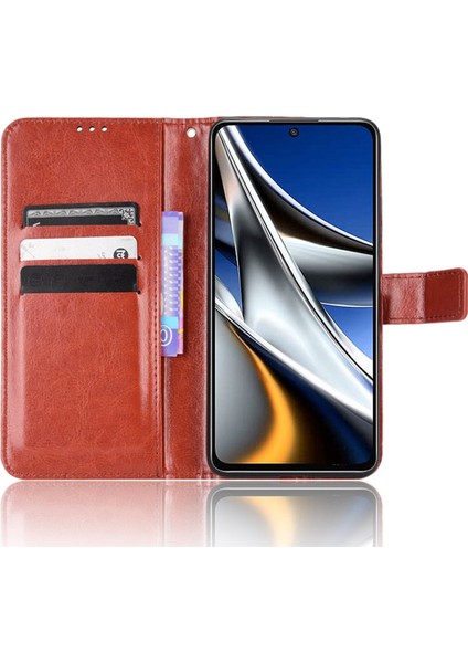 Xiaomi Için Poco X4 Pro 5g Çılgın At Dokusu Flip Cover Pu Deri Stand Cüzdan Şok Geçirmez Koruyucu Telefon Kasası (Yurt Dışından) fiyatları