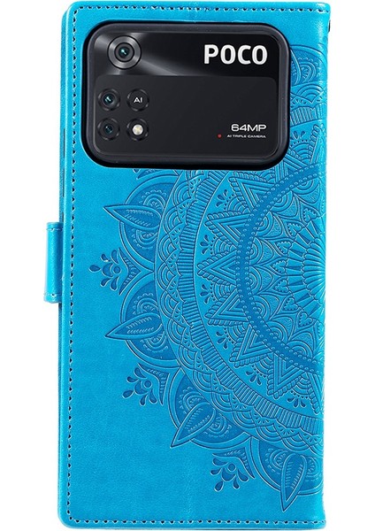 Basılı Mandala Çiçek Cüzdan Tasarım Deri Kılıfı Xiaomi Poco M4 Pro 4g, Anti Drop Tam Koruma Telefon Stand Kılıf Mavisi (Yurt Dışından) indirimleri
