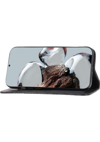 Xiaomi Için Poco M4 Pro 4g Baskılı Rhombus Desen Buzağı Dokusu Pu Deri Kılıf Anti-Drop Stand Cüzdan Kapağı Strap-Black (Yurt Dışından)