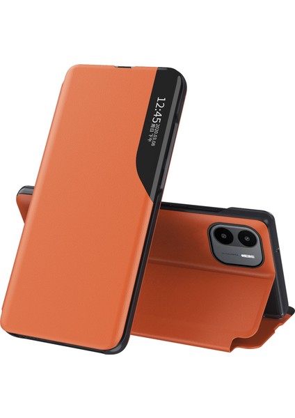 Xiaomi Için Redmi A1 4g/a2 4g Pu Deri Telefon Stand Vakası Pencere Tasarımı Şok Geçirmez Kapak-Orange (Yurt Dışından)