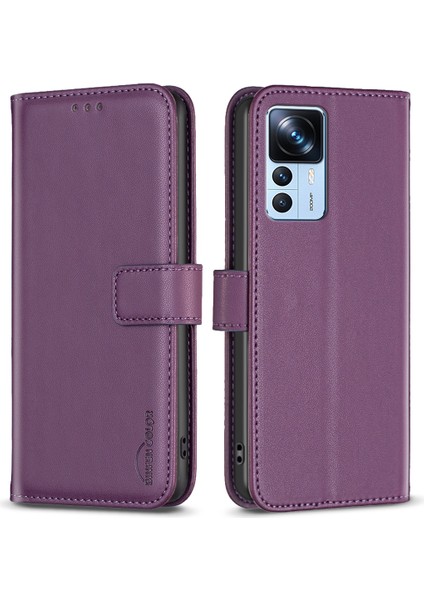 Xiaomi Için Cüzdan Kılıfı 12T 5G/12T Pro 5g/redmi K50 Ultra Pu Deri Stand Telefon Kapak-Dark Mor (Yurt Dışından)