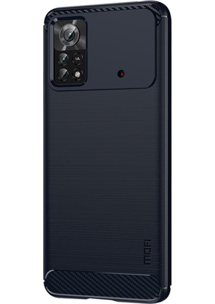 Xiaomi Poco X4 Pro 5g Yumuşak Cilt Esnek Tpu Anti-Slatch Anti-Slatch Telefon Kılıfı Karbon Fiber Doku Fırçalanmış Şok Geçirmez Şık Kılıf Mavisi (Yurt Dışından)