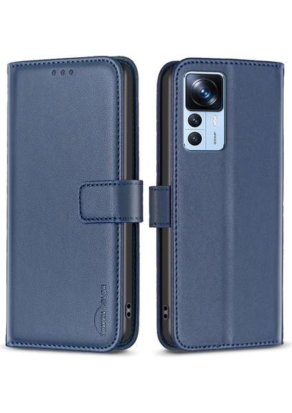 Xiaomi Için Cüzdan Kılıfı 12T 5G/12T Pro 5g/redmi K50 Ultra Pu Deri Stand Telefon Kapak-Mavisi (Yurt Dışından)