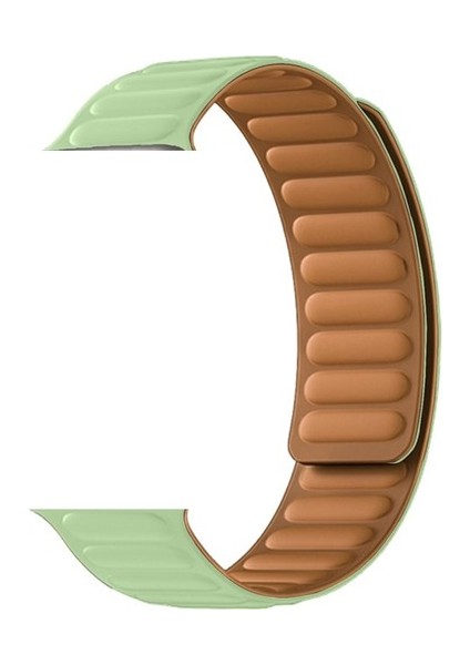 Apple Watch Se 2 2023 44MM Kordon Deri Mıknatıslı Gizli Mıknatıslı Krd 34 Yeşil