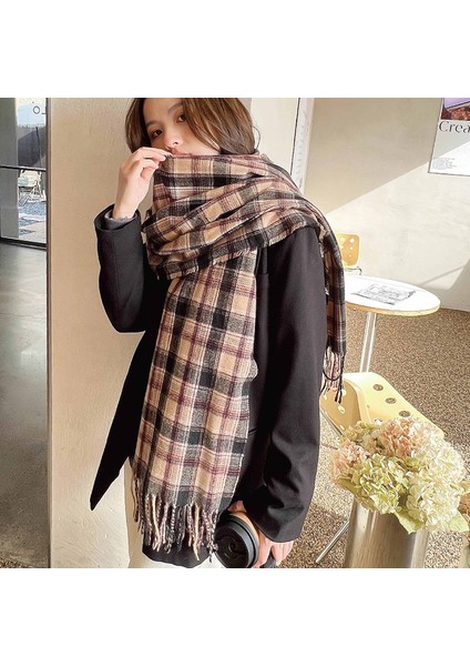 Ekose Eşarp Kadın Şal Eşarp Kalınlaştırılmış Sıcak Sahte Kaşmir Ekose Eşarp (Yurt Dışından) fırsatları