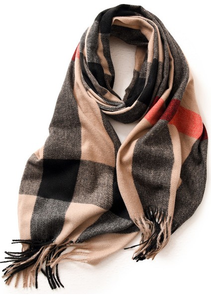 Eşarp Kadın Kış Yeni Ekose Baskı Püskül Sahte Kaşmir Eşarp Moda Sıcak Şal Eşarp (Yurt Dışından) fiyatları