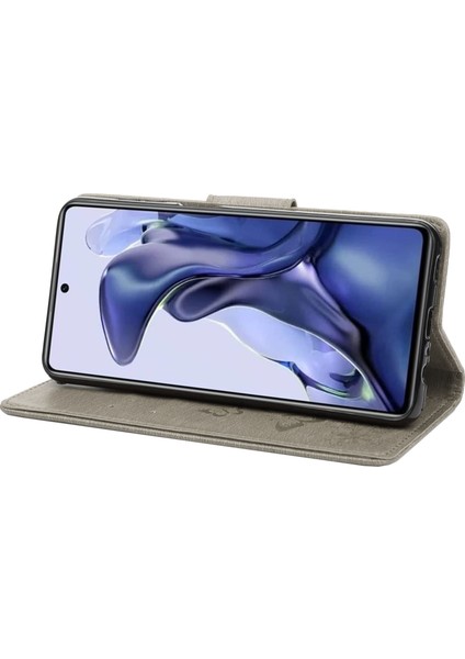 Xiaomi Poco X4 Pro 5g Pu Deri Kelebek Çiçeği Baskılı Stand Flip Cover Tpu Iç Kabuk Şok Geçirmez Koruyucu Cüzdan Telefon Kılıfı Kayış-Grey (Yurt Dışından) modelleri