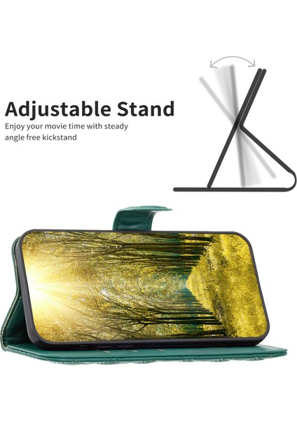 Xiaomi Redmi Için 10C Stand Cüzdan Mat Deri Kılıf Baskılı Rhombus Desen Foli Flip Telefon Kabuk Yeşil (Yurt Dışından)