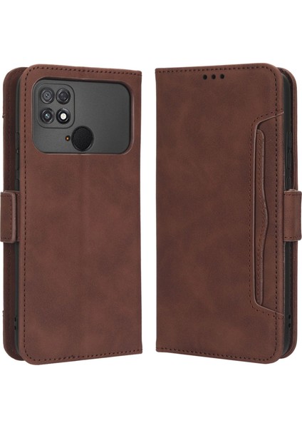 Xiaomi Poco C40 4g Için Telefon Cüzdan Kılıfı, Bir Anti Drop Pu Deri Deri Telefon Flip Kapak Birden Fazla Kart Yuvası Kahverengi (Yurt Dışından)