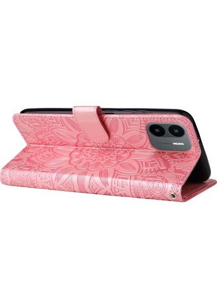 Xiaomi Için Redmi A1 4g/a2 4g Ayçiçeği Baskılı Pu Deri Cüzdan Kılıfı Katlanabilir Stand Tam Vücut Koruma Kapağı El Kayış Pembe (Yurt Dışından) fırsatları