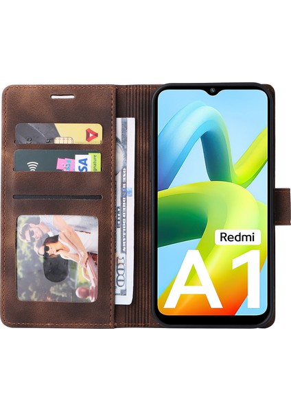 Xiaomi Için Redmi A1 4g/a2 4g Deri Telefon Kılıf Stand Cüzdan Cilt Touch Telefon Kapak-Kahverengi (Yurt Dışından) fiyatları