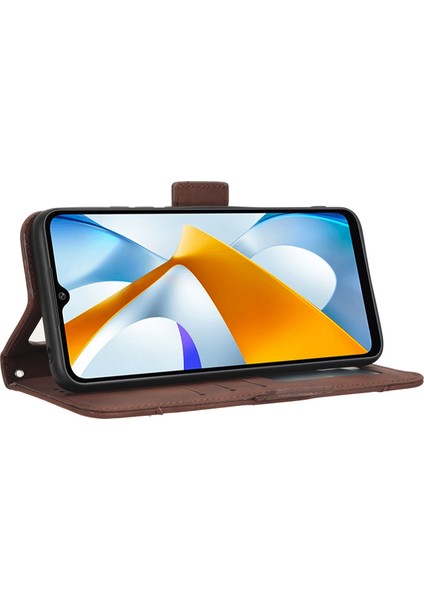 Xiaomi Poco C40 4g Için Telefon Cüzdan Kılıfı, Bir Anti Drop Pu Deri Deri Telefon Flip Kapak Birden Fazla Kart Yuvası Kahverengi (Yurt Dışından)