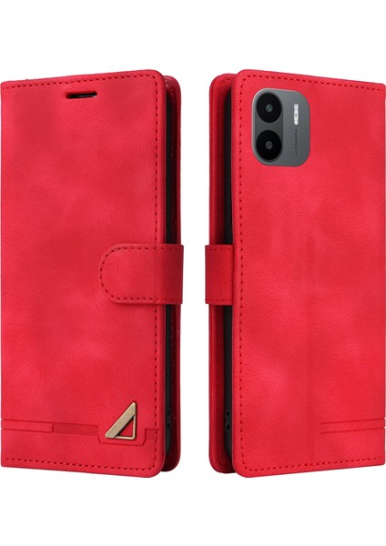 Xiaomi Redmi A1 4g/a2 4g Deri Telefon Kılıf Stand Cüzdan Cilt Touch Telefon Kapak-Kırmızı (Yurt Dışından)