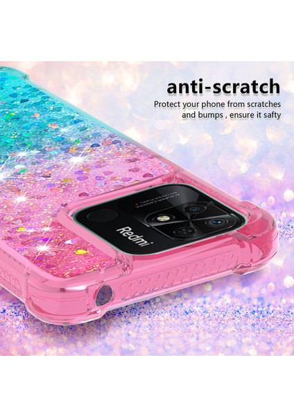 Xiaomi Redmi Için Yb Quicksand 10C Glitter Kasa Gradyan ve Akan Sıvı Yumuşak Tpu Yastık Telefon Kapak Pembe/gök Mavisi (Yurt Dışından) fırsatları