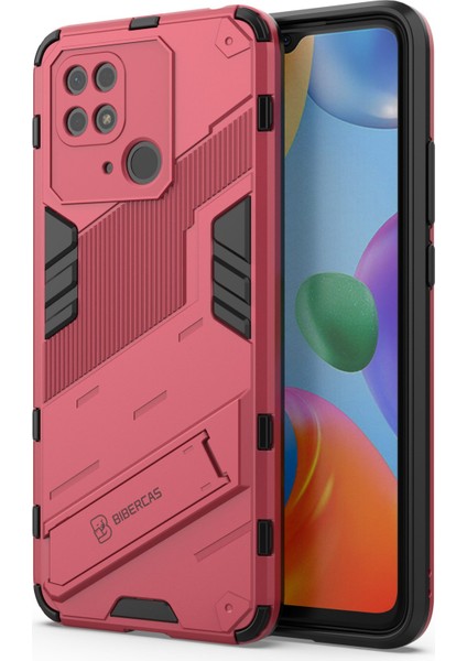 Xiaomi Redmi Için 10C Kickstand Telefon Kılıfı Sert Pc Yumuşak Tpu Sert Çift Katman Koruması Telefon Kapak-Rose (Yurt Dışından)