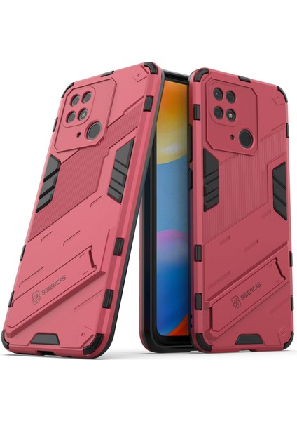 Xiaomi Redmi Için 10C Kickstand Telefon Kılıfı Sert Pc Yumuşak Tpu Sert Çift Katman Koruması Telefon Kapak-Rose (Yurt Dışından) fırsatları