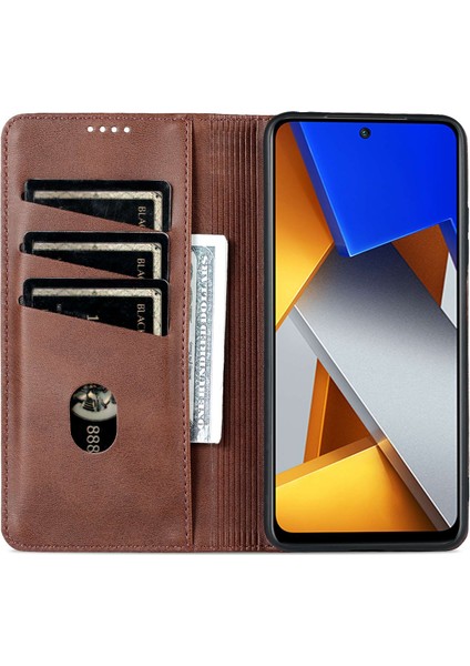 Xiaomi Için Poco M4 Pro 4g Pu Deri Folio Kapak Standı Gizli Manyetik Adsorpsiyon Tam Koruma Cüzdan Flip Case-Coffee (Yurt Dışından) fiyatları