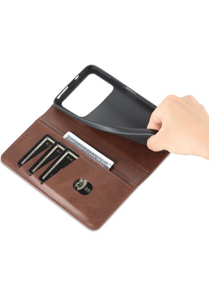 Xiaomi Için Poco M4 Pro 4g Pu Deri Folio Kapak Standı Gizli Manyetik Adsorpsiyon Tam Koruma Cüzdan Flip Case-Coffee (Yurt Dışından) indirimleri