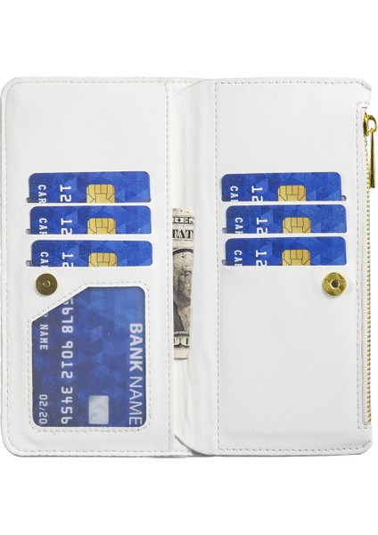 Xiaomi Için Redmi A1 4g/a2 4g/a1+ 4g/a2+ 4g/poco C50 4g Pu Deri Fermuarı Cep Telefon Kılıfı Baskılı Rhombus Desen Cüzdan Stand Kapağı Strap-White (Yurt Dışından) indirimleri