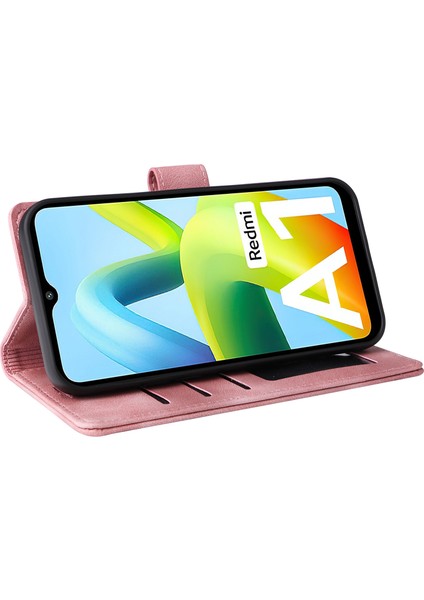 Xiaomi Için Redmi A1 4g/a2 4g Deri Telefon Kılıf Stand Cüzdan Cilt Touch Telefon Kapak-Pembe (Yurt Dışından)