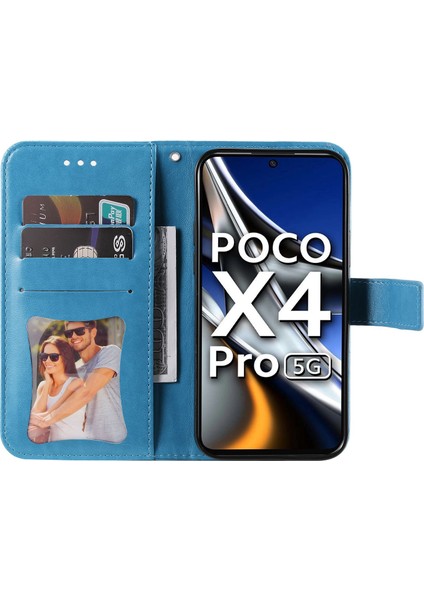 Xiaomi Poco X4 Pro 5g Çizgiye Karşı Çizgi Anti-Fall Çiçek Baskı Deri Deri Telefon Stand Kılıfı Kılıflı Kabuklu (Yurt Dışından) modelleri