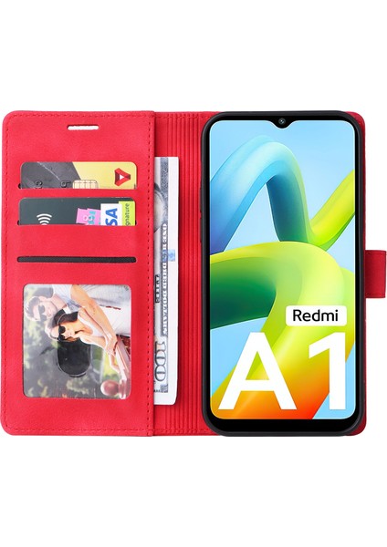 Xiaomi Redmi A1 4g/a2 4g Deri Telefon Kılıf Stand Cüzdan Cilt Touch Telefon Kapak-Kırmızı (Yurt Dışından) fiyatları