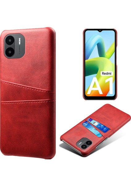 Xiaomi Için Redmi A1 4g/a2 4g Çizgiye Dönüş Anti-Çizelge Telefon Kılıfı Pu Deri Sert Pc Kılıfı Koruyucu Telefon Kapağı Çift Kart Yuvaları-Kırmızı (Yurt Dışından)