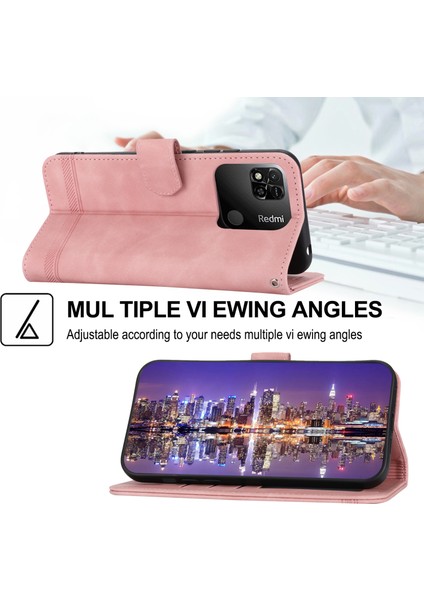 Dierfeng Df-03 Xiaomi Redmi 10A Için Pu Deri Kılıf, Çizgiler Baskılı Dalgalı Anti-Cüzdan Telefon Stand Kapak Pembe (Yurt Dışından) fırsatları