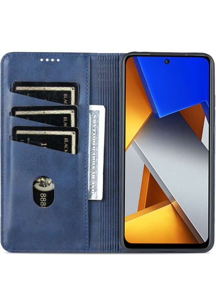 Xiaomi Için Poco M4 Pro 4g Pu Deri Folio Kapak Stand Gizli Manyetik Adsorpsiyon Tam Koruma Cüzdan Flip Case-Blue (Yurt Dışından) fiyatları