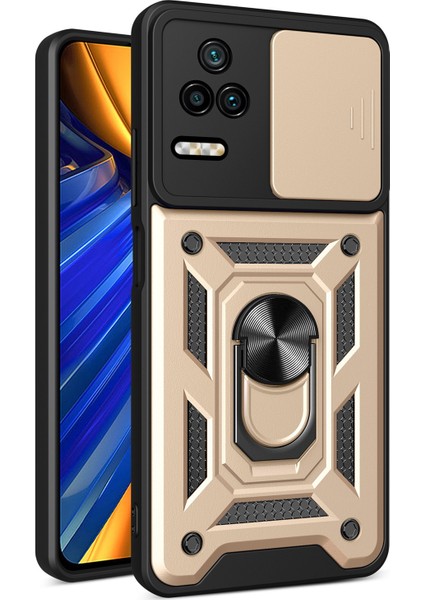 Xiaomi Poco F4 5g/redmi K40S 5g Kickstand Pc+Tpu Hibrid Kapak Slayt Kamera Koruması Telefon Kılıfı (Yurt Dışından)