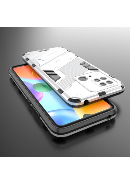 Xiaomi Redmi Için 10C Kickstand Telefon Kasası Sert Pc Yumuşak Tpu Sert Çift Katman Koruması Telefon Kapak-Beyaz (Yurt Dışından) modelleri