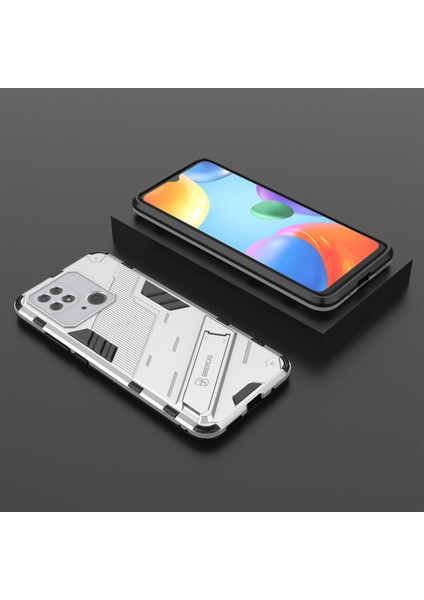 Xiaomi Redmi Için 10C Kickstand Telefon Kasası Sert Pc Yumuşak Tpu Sert Çift Katman Koruması Telefon Kapak-Beyaz (Yurt Dışından) fırsatları