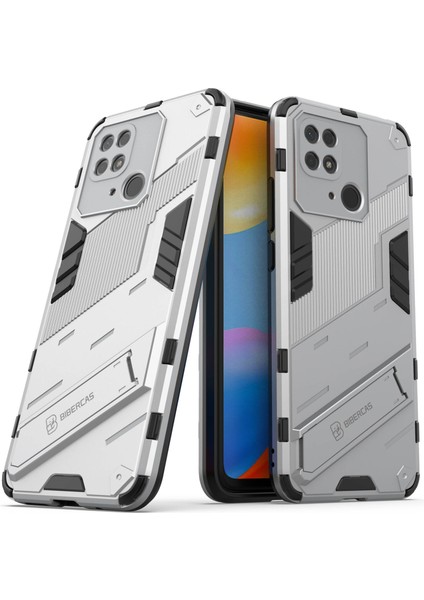 Xiaomi Redmi Için 10C Kickstand Telefon Kasası Sert Pc Yumuşak Tpu Sert Çift Katman Koruması Telefon Kapak-Beyaz (Yurt Dışından) indirimleri