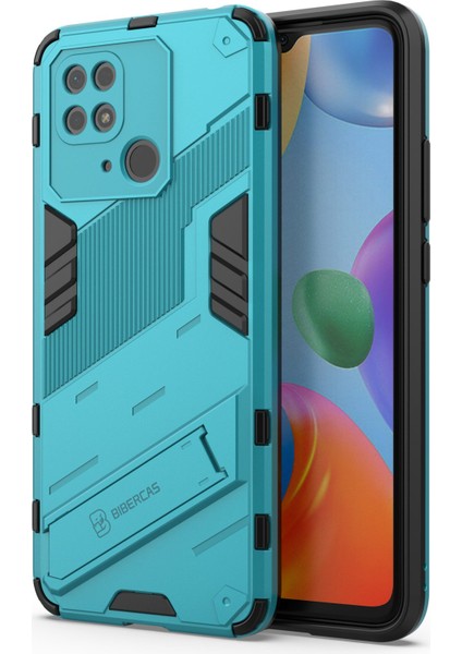 Xiaomi Redmi Için 10C Kickstand Telefon Kılıfı Sert Pc Yumuşak Tpu Sert Çift Katman Koruma Telefon Kapak Baby Mavi (Yurt Dışından)