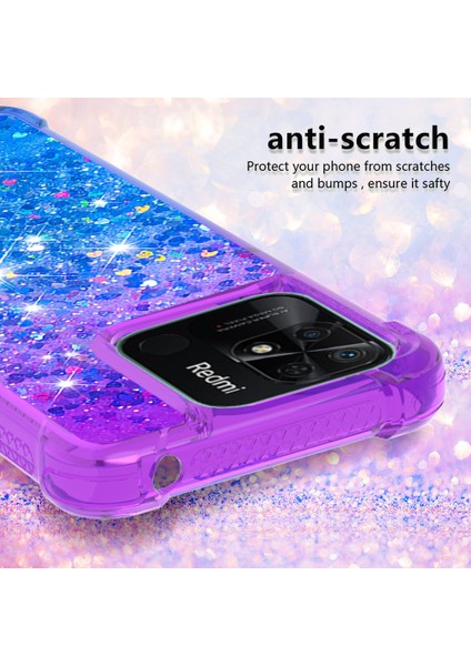 Xiaomi Redmi Için Yb Quicksand 10C Glitter Kasa Gradyan ve Akan Sıvı Yumuşak Tpu Yastık Telefon Kapak-Mor/mavi (Yurt Dışından) fırsatları