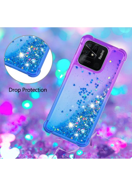 Xiaomi Redmi Için Yb Quicksand 10C Glitter Kasa Gradyan ve Akan Sıvı Yumuşak Tpu Yastık Telefon Kapak-Mor/mavi (Yurt Dışından) indirimleri