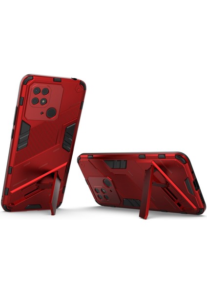 Xiaomi Redmi Için 10C Kickstand Telefon Kasası Sert Pc Yumuşak Tpu Sert Çift Katman Koruması Telefon Kapak-Kırmızı (Yurt Dışından) fiyatları