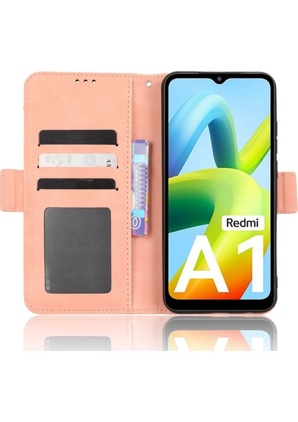 Xiaomi Için Redmi A1 4g/a2 4g Çoklu Kart Yuvaları Pu Deri Cüzdan Kapağı Çift Manyetik Toka Cep Telefonu Stand Vaka-Pembe (Yurt Dışından)