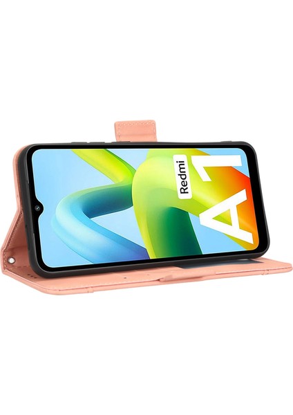 Xiaomi Için Redmi A1 4g/a2 4g Çoklu Kart Yuvaları Pu Deri Cüzdan Kapağı Çift Manyetik Toka Cep Telefonu Stand Vaka-Pembe (Yurt Dışından)